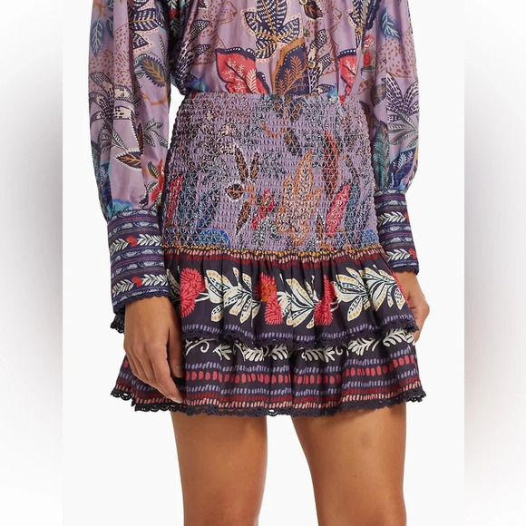 FARM RIO Wild Night Ruffled Mini Skirt in Lavender - Picture 3 of 12